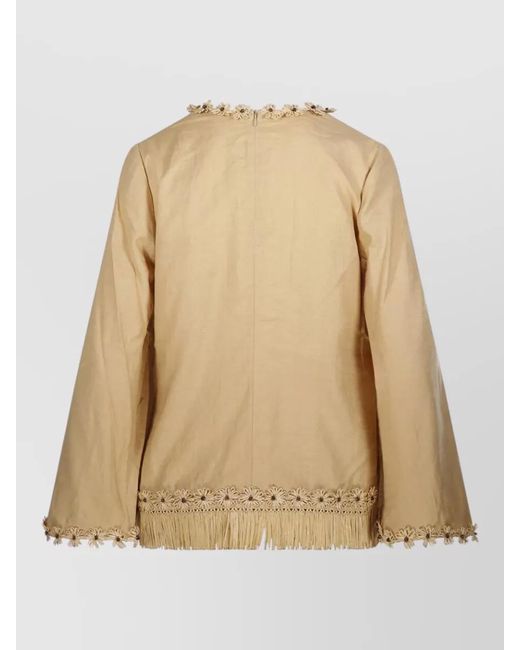 Zimmermann Natural Mahon Tunic Top Embroidered Fringe Hem