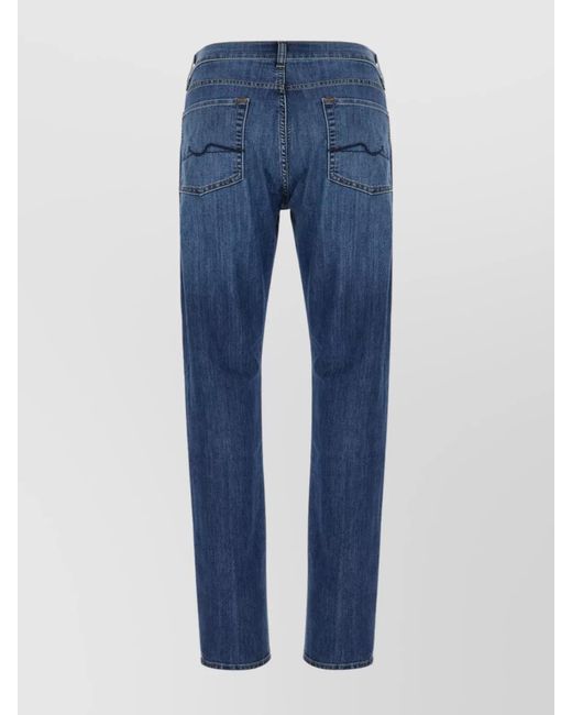 7 For All Mankind Blue Denim Straight-Leg Trousers for men