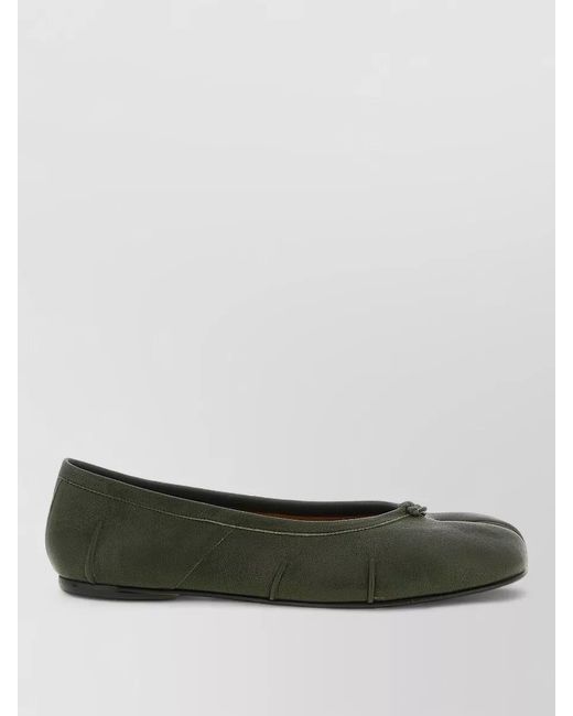 Maison Margiela Green Leather Ballerina Flats