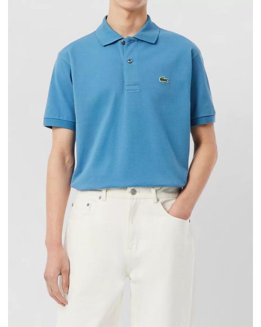 Lacoste Blue Short Sleeve Polo Shirt Straight Fit Collar for men