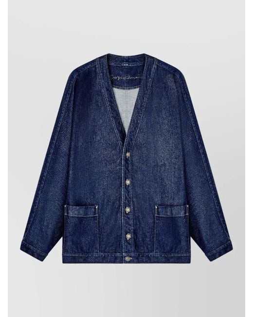 Giorgio Armani Blue Jacket Long Sleeves V Neck Front Pockets