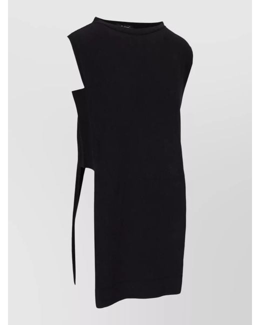LA ROSE Black Cashmere Crew Neck Sleeveless Top
