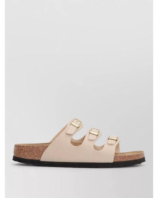 Birkenstock Natural Florida Leather Slides Cork Eva Sole