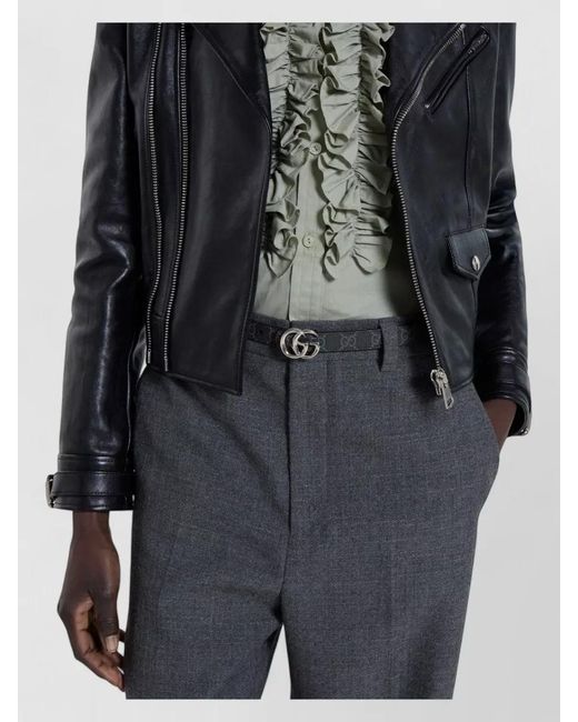 Gucci Gray Leather Reversible Thin Belt