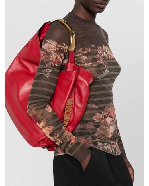 Moschino Red Shoulder Bag Daily Use Top Handles Leather