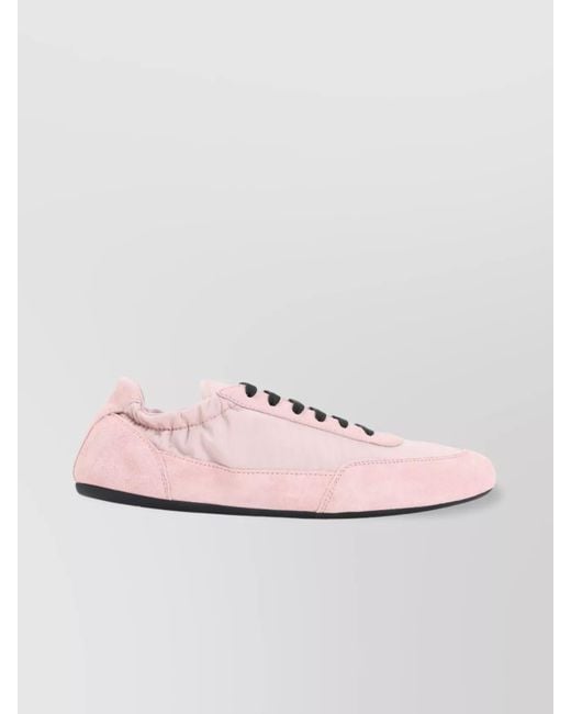 Prada Pink Re-Nylon And Suede Low-Top Sneakers