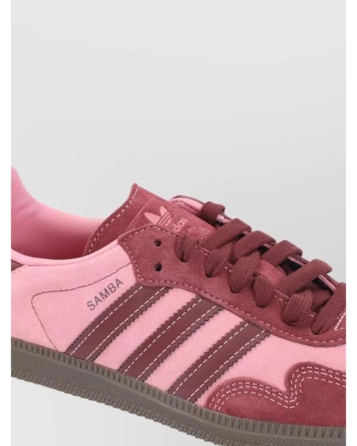 Adidas Pink Suede Leather Low-Top Sneakers