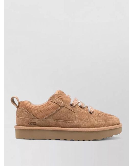 Ugg Natural Lace Up Suede Sneakers Pull Tab