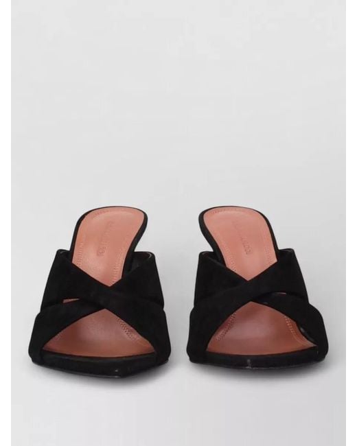 AMINA MUADDI Black Leather Stiletto-Heel Mules