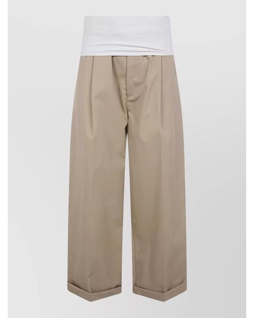 DARKPARK Natural Wendy Elastic Waist Cropped Wide Shorts
