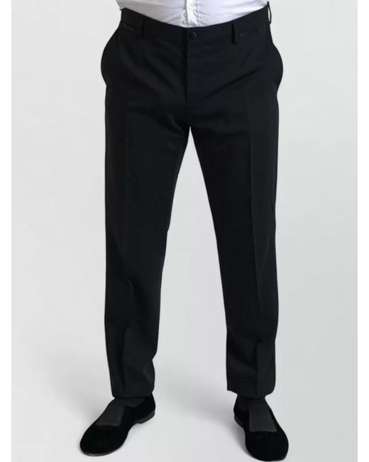 Dolce & Gabbana Black Virgin Wool Silk Slim-Fit Single-Breasted Suit for men