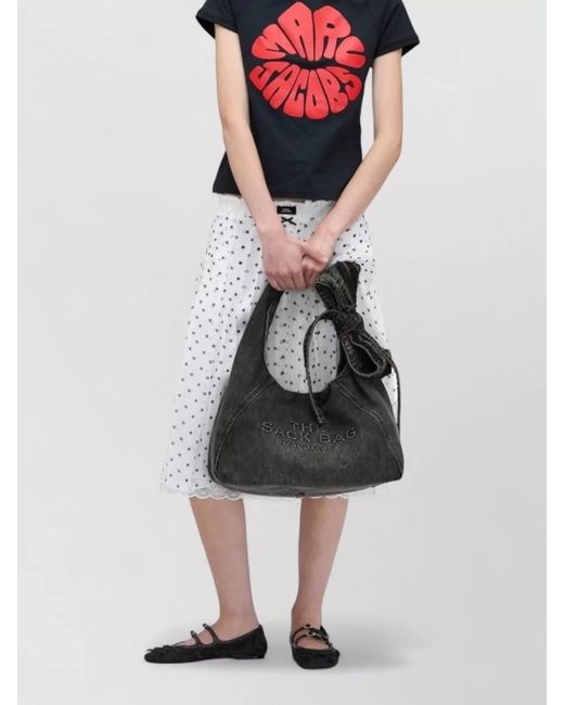 Marc Jacobs Black The Sack Denim Shoulder Bag Bow Detail
