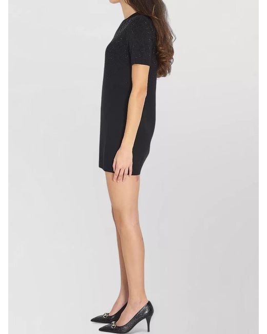 Gucci Black Wool Ribbed Regular-Fit Mini Dress