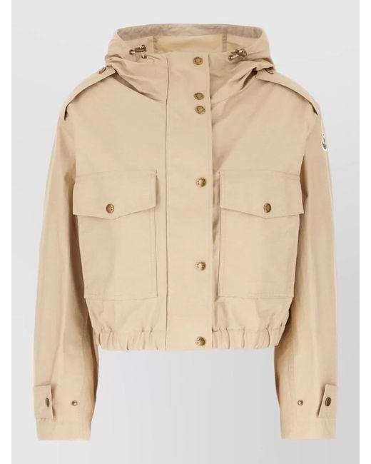 Moncler Natural Carex Hooded Cotton Blend Jacket