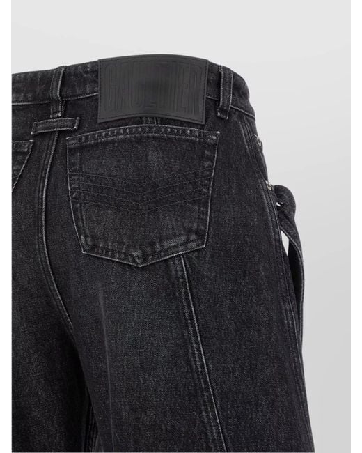 Jean Paul Gaultier Blue Denim Low-Rise Wide-Leg Trousers