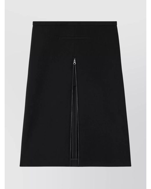 Courreges Black Crepe-Texture Tailored Mid-Rise A-Line Midi Skirt