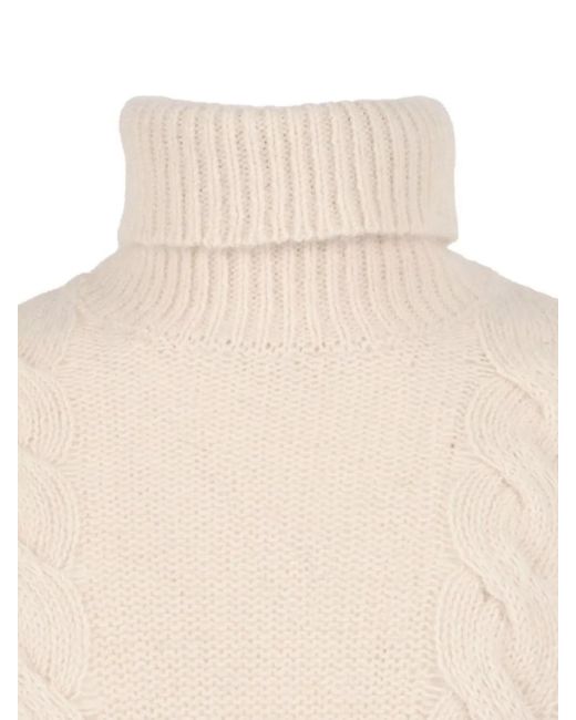 K-Way Natural Textured Turtleneck Cable Knit Sweater for men