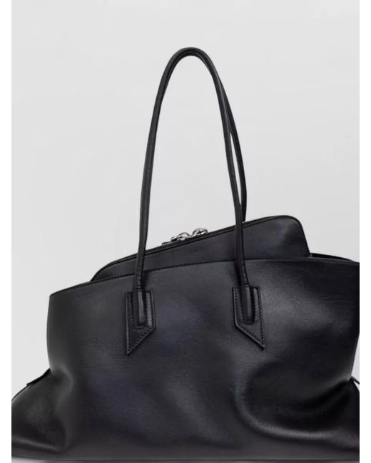 The Attico Black La Passeggiata Medium Leather Tote Bag