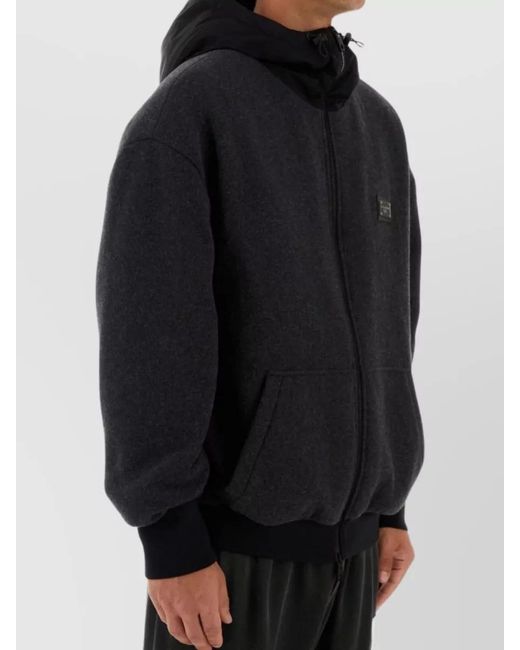 Dolce & Gabbana Black Cashmere Blend Hooded Padded Jacket for men