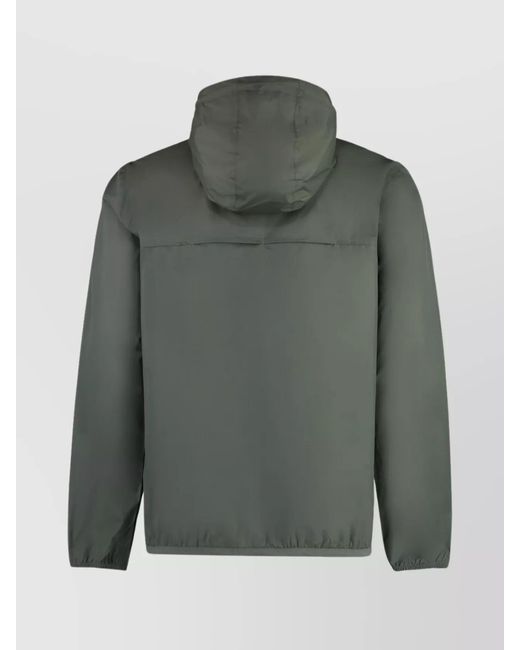 K-Way Green Nylon Hooded Jacket for men
