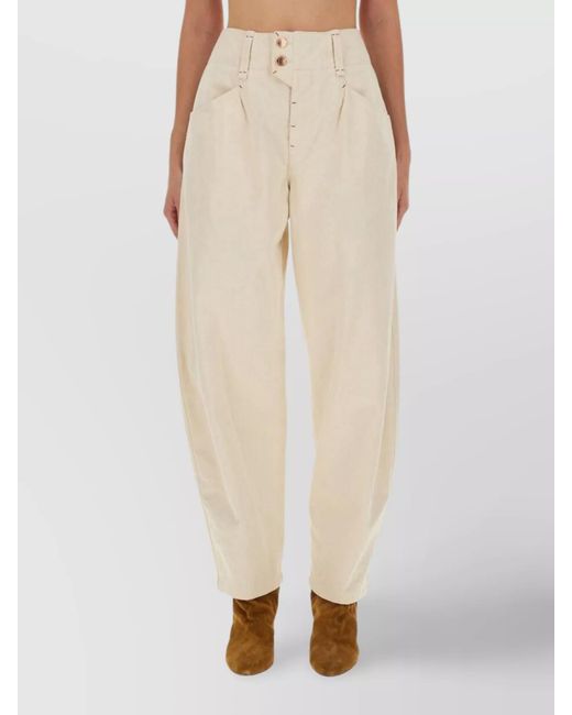 Isabel Marant Natural Cotton Wide-Leg Trousers
