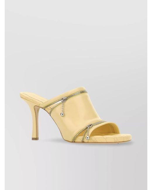 Burberry Metallic Leather Peep-Toe Mules