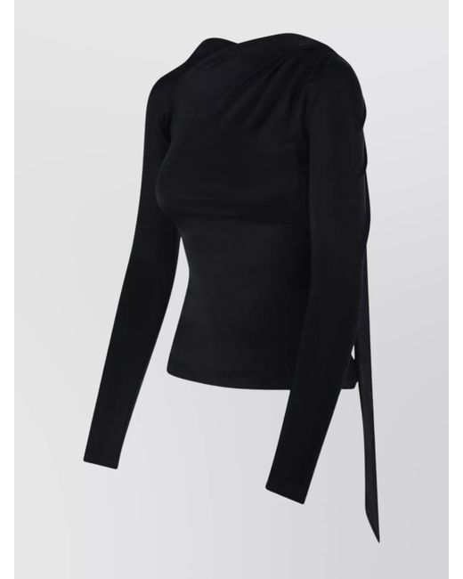 Victoria Beckham Blue Asymmetric Draped Jersey Top