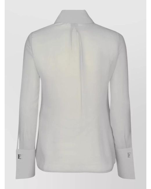 Elisabetta Franchi Gray Shirt Bow Detail Button Cuffs Sheer for men