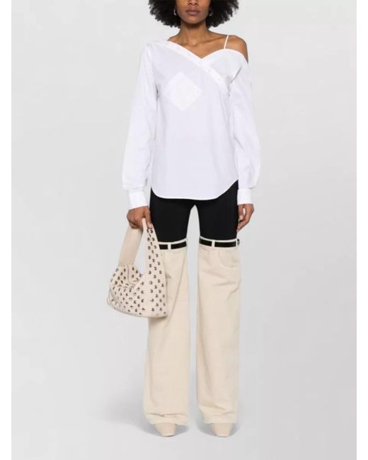 Coperni White Cotton Asymmetric Long-Sleeve Shirt