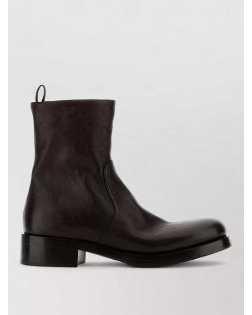 Prada Black Leather Ankle Boots
