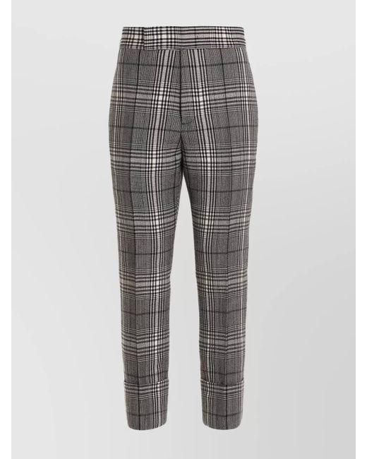 SAPIO Gray 'Checkered Cuffed Hem Trousers Included Pockets'