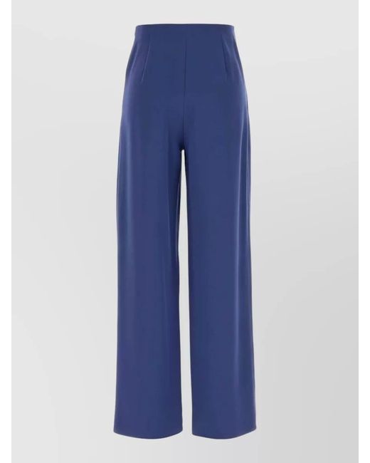 Max Mara Blue Silk Wide-Leg Trousers