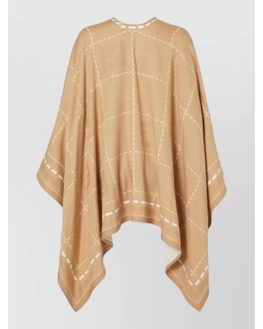 Fendi Natural Virgin Wool Checked Poncho for men