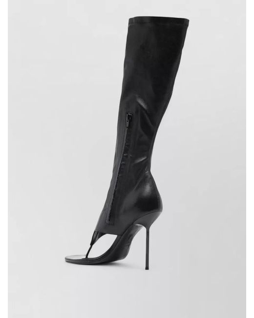 Paris Texas Black Leather Thong Boots