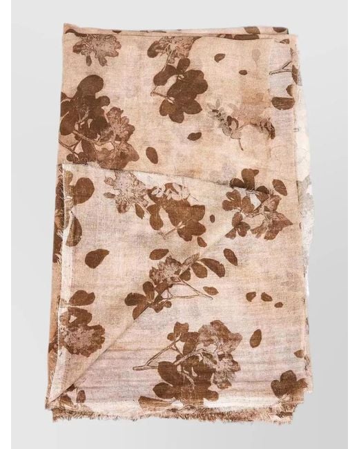 Uma Wang Natural Cotton Floral Print Rectangular Scarf