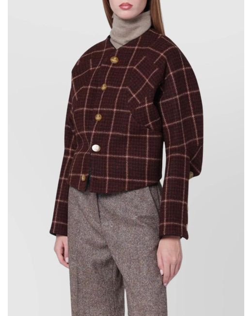 Vivienne Westwood Brown Virgin Wool Checked Oversized Single Breasted Coat