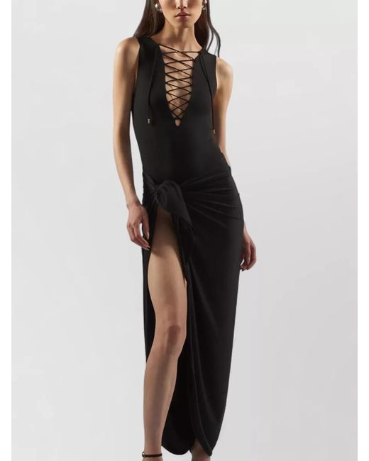 Taller Marmo Black Printed Swimsuit And Pareo Set