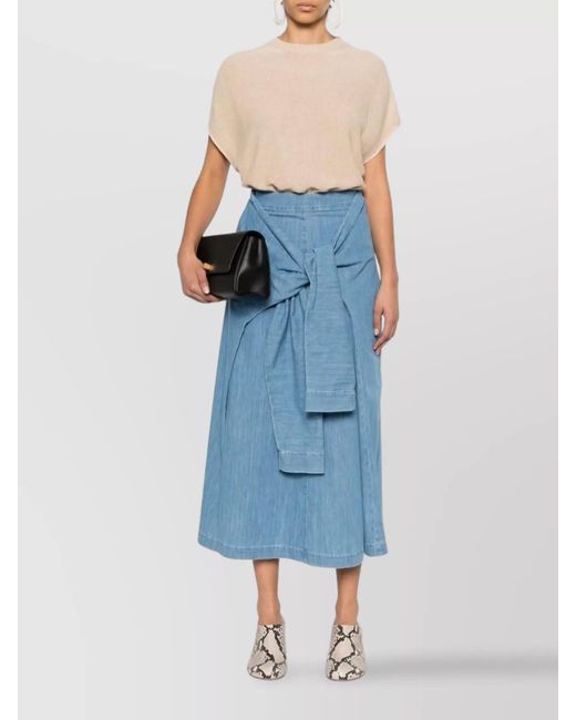 Fabiana Filippi Blue Cotton A-Line Maxi Skirt