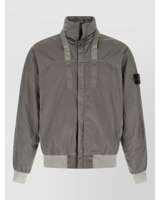 Stone Island Gray Nylon Bomber Jacket for men