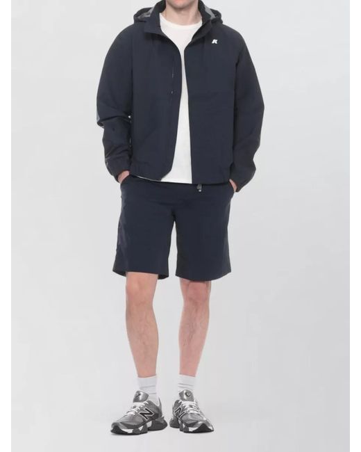 K-Way Blue Hooded Waterproof Raincoat for men