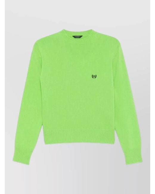 Balenciaga Green Knit Crew Neck Sweater Long Sleeves