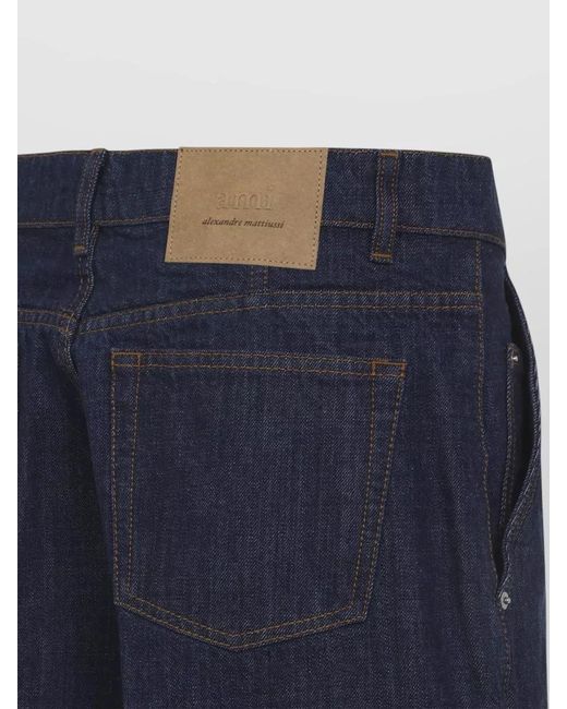 AMI Blue Denim Regular-Fit Bermuda Shorts for men