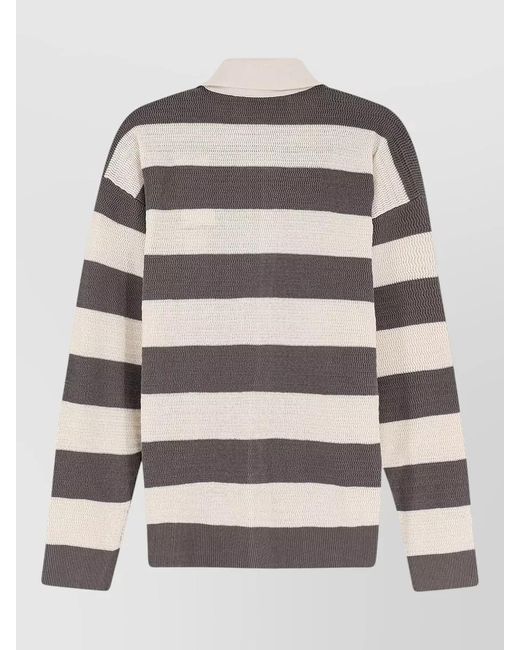 AMI Gray Ami De Coeur Striped Cotton Cardigan for men