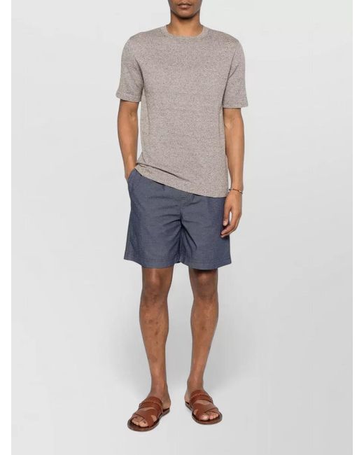 Woolrich Gray Linen Cotton Crew Neck Textured T Shirt for men