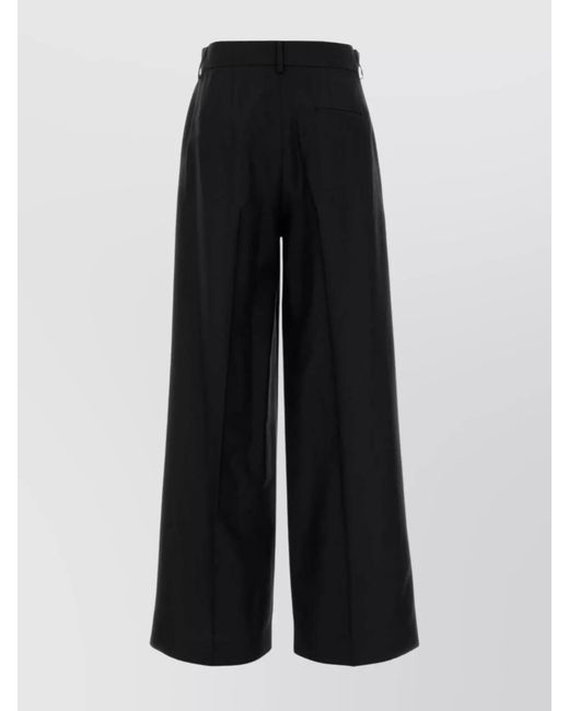 Alberta Ferretti Black Silk Wide-Leg Trousers