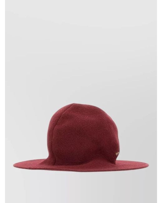 Borsalino Red Round Crown Wide Brim Wool Blend Hat