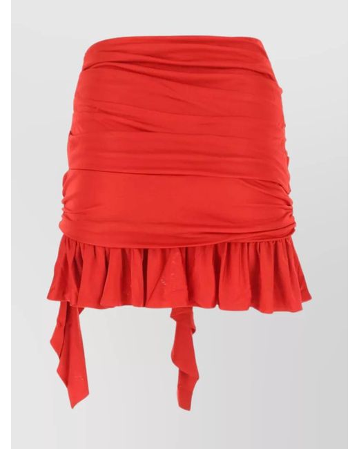 ANDREADAMO Red Viscose Asymmetric Mini Skirt