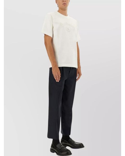 Burberry White Cotton Logo-Print T-Shirt for men