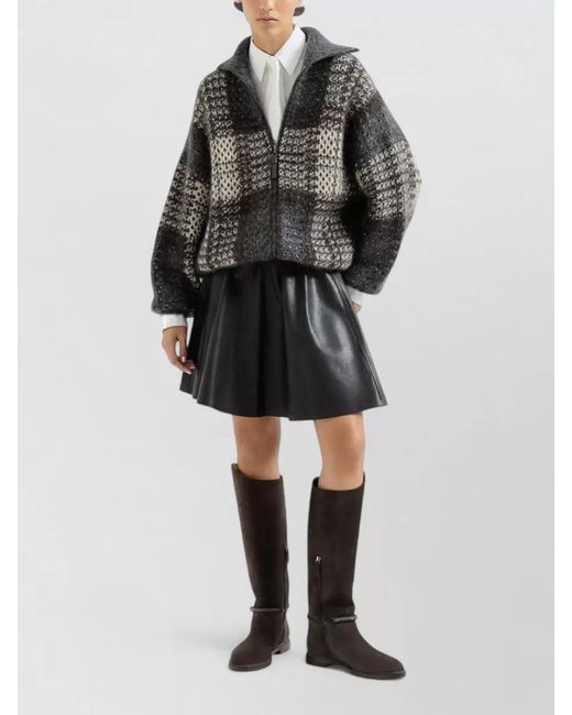 Brunello Cucinelli Black Knee High Boots Buckle Detail Style