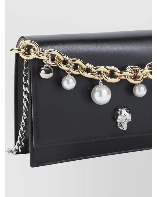 McQueen Black Skull Small Leather Clutch Bag